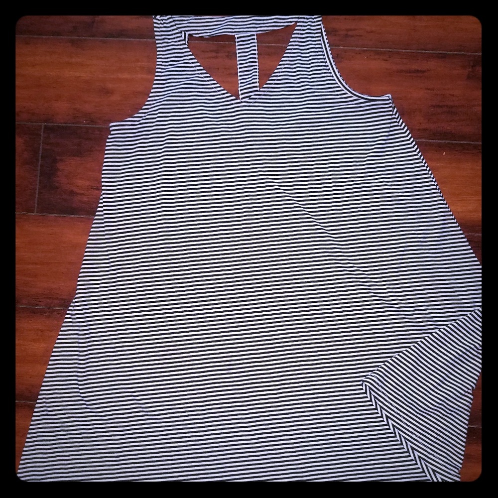 Black and White striped Shift dress
